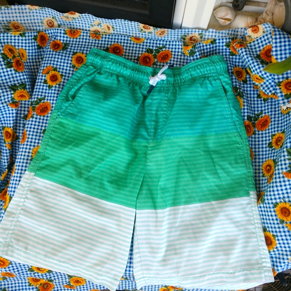 Crown & Ivy Boys Swim Trunks Size Large Multi Greens